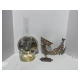 Vintage Wall Bracket Oil Lamp with Reflector