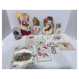 12 Antique Greeting Cards and Paper Cutouts