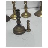 13 Miniature Brass Candlesticks 1", 2" and 3"