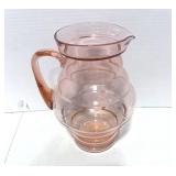 Antique Dunbar Pink Depression Applied Handle Pitcher