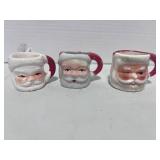 3 Vintage Mini Santa Mugs One Marked Japan