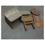 3 Wood Stools - 2 are collapsible...