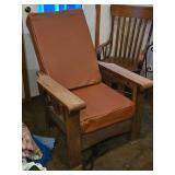 Stickley Mission Morris Oak Wood and Leather Arm Chair