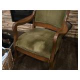 Vintage Padded Wooden Slipper Rocking Chair
