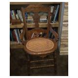Vintage Victorian Walnut Eastlake design Cane Seat Arm Chair