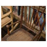 Vintage Early American Farmhouse style Wooden Rocking Chair with Cane Seat