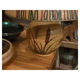 20" Curved Wheat pattern Ceramic Table Lamp with Lamp Shade