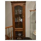 Wood / Glass Door Corner Display Cabinet 2-door/5-shelf