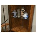 Wood / Glass Door Corner Display Cabinet 2-door/5-shelf