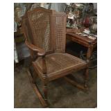 Vintage Victorian Solid Oak Eastlake style Cane Rocking Chair