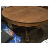 Vintage Quarter Sawn Oak Claw Foot Pedestal Dining Table
