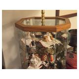 Wood/Glass Table Lamp Lighted Display Case with Lamp Shade 2-shelf