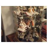 Wood/Glass Table Lamp Lighted Display Case with Lamp Shade 2-shelf