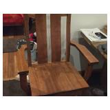 Wooden Ladder-Back Bungalow Swivel Rolling Office Arm Chair