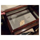 Display Shadow Box Curio End Table with Lift Up Glass Top