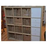 Ikea Kallax Shelving Cabinet 16-bin/2-door/4-drawer with (12) Wicker Storage Boxes