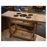 Vintage Wood Rolling Bar Serving Cart with Removable Top