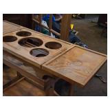 Vintage Wood Rolling Bar Serving Cart with Removable Top