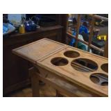 Vintage Wood Rolling Bar Serving Cart with Removable Top