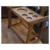 Vintage Wood Rolling Bar Serving Cart with Removable Top
