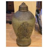 Vintage Japanese / Chinese Asian theme Brass Decorative Table Vase with Lid 27"