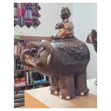 Table Statue - Elephant with Indian Rider by J.A. Hamilton Signed circa 1980
