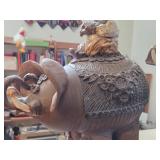 Table Statue - Elephant with Indian Rider by J.A. Hamilton Signed circa 1980