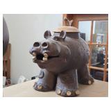 Jar with Lid - Hippo by Hamilton Signed circa 1981