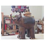 Jar with Lid - Elephant with Indian Rider by Hamilton Signed circa 1981