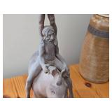 Horse and Men theme Ceramic Clay Sculpture 17"