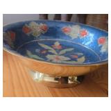 Glasshjornet Brass Enameled Pedestal Bowl
