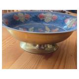 Glasshjornet Brass Enameled Pedestal Bowl