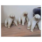 Lot of (3) Polar Bear theme Stoneware Clay Table Statues 5"