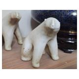 Lot of (3) Polar Bear theme Stoneware Clay Table Statues 5"