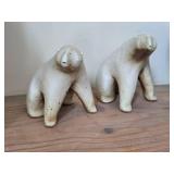 Lot of (3) Polar Bear theme Stoneware Clay Table Statues 5"