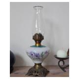 17 1/2" Floral theme Victorian Oil Lamp