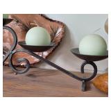 Metal Candleholder with 5 Round Candles 28" x 8"