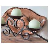 Metal Candleholder with 5 Round Candles 28" x 8"