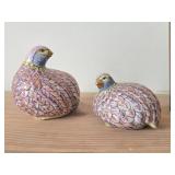 Lot of (2) Vintage Toyo Quail theme Hand-Painted Ceramic Figurines