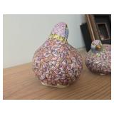 Lot of (2) Vintage Toyo Quail theme Hand-Painted Ceramic Figurines