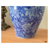 Chinoiserie Porcelain Table Vase with Asian Floral Motif 13" (blue and white)