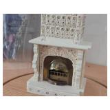 8 1/2" Miniature Doll House Tile Stove 1:12 Scale Replica under Glass Dome