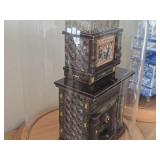 8 1/2" Miniature Doll House Tile Stove 1:12 Scale Replica under Glass Dome