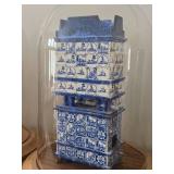 8 1/2" Miniature Doll House Tile Stove 1:12 Scale Replica under Glass Dome