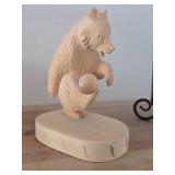7-1/2" Polar Bear theme Hand Carved Russian Folk Art Table Statue