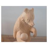 7-1/2" Polar Bear theme Hand Carved Russian Folk Art Table Statue