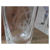 9" Nautical theme Mid Century Modern Swedish Art Glass Vase