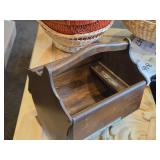Vintage 10" Wooden Sewing Box with Double Lids
