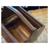 Vintage 10" Wooden Sewing Box with Double Lids