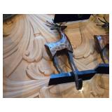 Lot of (4) 8" Reindeer theme Rustic Wooden and Metal Christmas Stocking Holder Mantle Décor